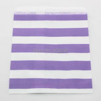 

100pcs Mixed Colors Cheap Holiday Buffet Candy Treat Gift Lilac Sailor Striped Kraft Paper Favor Bags