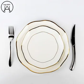 

Ceramic Phnom Penh Creative Bowl Dishes Plates White spoon Plate Set of Dishes Chinaware Dinnerware Set Dinner Set