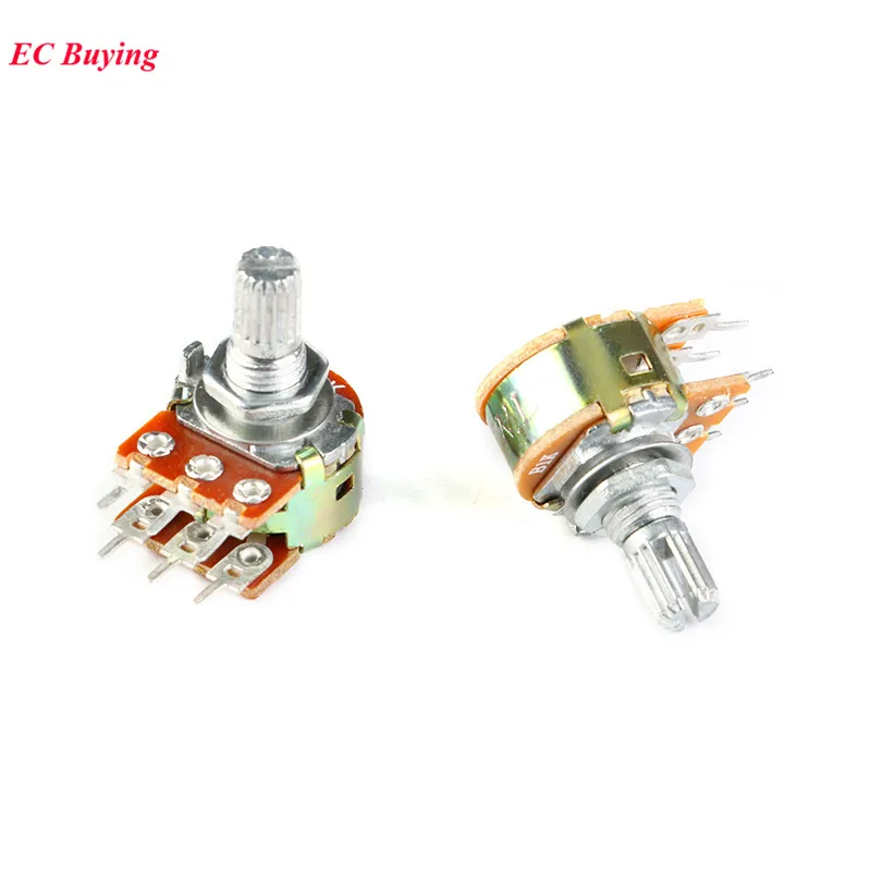 Potentiometer Kit WH148 Dual Potentiometer 1K 2K 5K 10K 20K 50K 100K 500K ohm B1K B2K B5K B10K B20K B50K B100K B500K 6 Pins 15mm 5Pcs/1pc