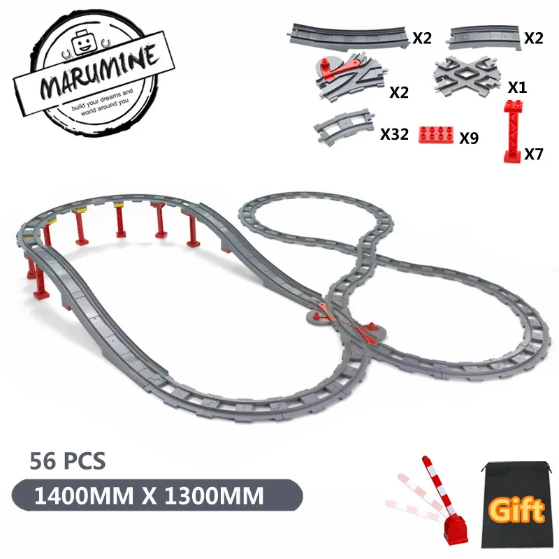MARUMINE اللعب الانكليزي الطوب قطار جسر اللبنات مجموعة للأطفال الإبداعية للتربية قطار المسارات الطوب للأطفال