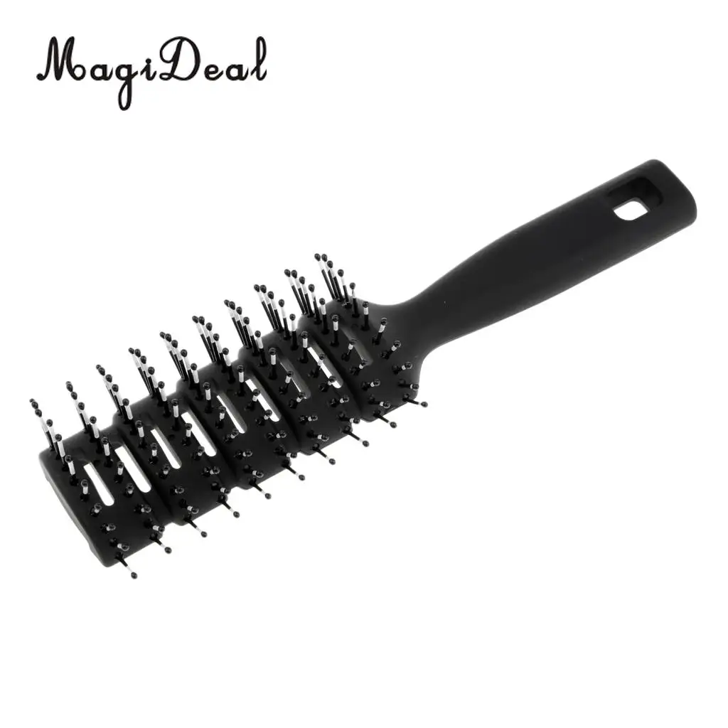 Vented 10 Row Styling Hairbrush Detangler Comb for Wet Dry Long Hair Black
