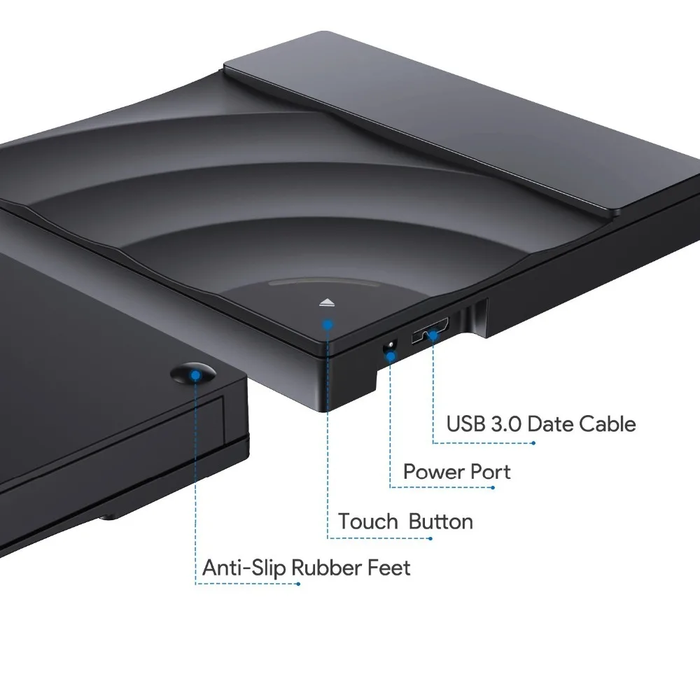  External DVD Drive High Speed USB 3.0 CD DVD Drive For Laptop Desktop Portable Slim CD DVD +/-RW Bu
