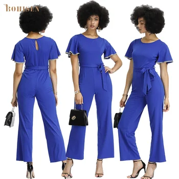 

BOHISEN Dashiki African Women Clothes Bazin Skirts Short Sleeve Bell-Bottom Trousers African Clothing For Women Formal Dress