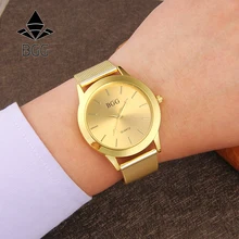 Hot Geneva Style Full Stainless Steel Women’s Fashion Watches Luxury Brand Gold Watches Women Quartz Clock With Mesh Band Hours