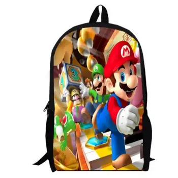 

16 Inch Cartoon Super Mario Bros Sonic Kids Backpack Boys Girls School Bags Daily Children Bookbag Shoulder Backpacks Mochila