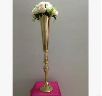 

Trumpet vase,2018 new wedding props 88 cm golden trumpet T platform leads wedding main vase