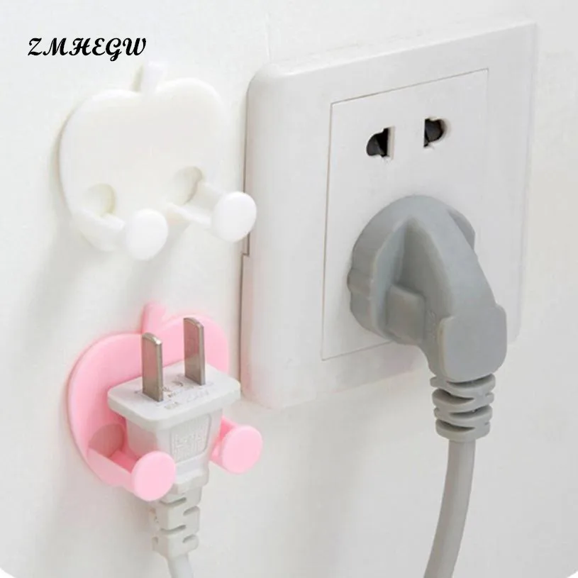 

ZMHEGW New 1pc 4.5*4cm Multifunction Finishing Plug Holder Sticky Hooks Plug Storage Holder Sticky Plug Storage Hanger