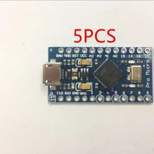 5 шт. Pro Micro ATmega32U4 5 В 16 мГц заменить ATmega328 для Arduino Pro Mini с 2 строки заголовка контактный для Леонардо Mini-Usb Интерфейс