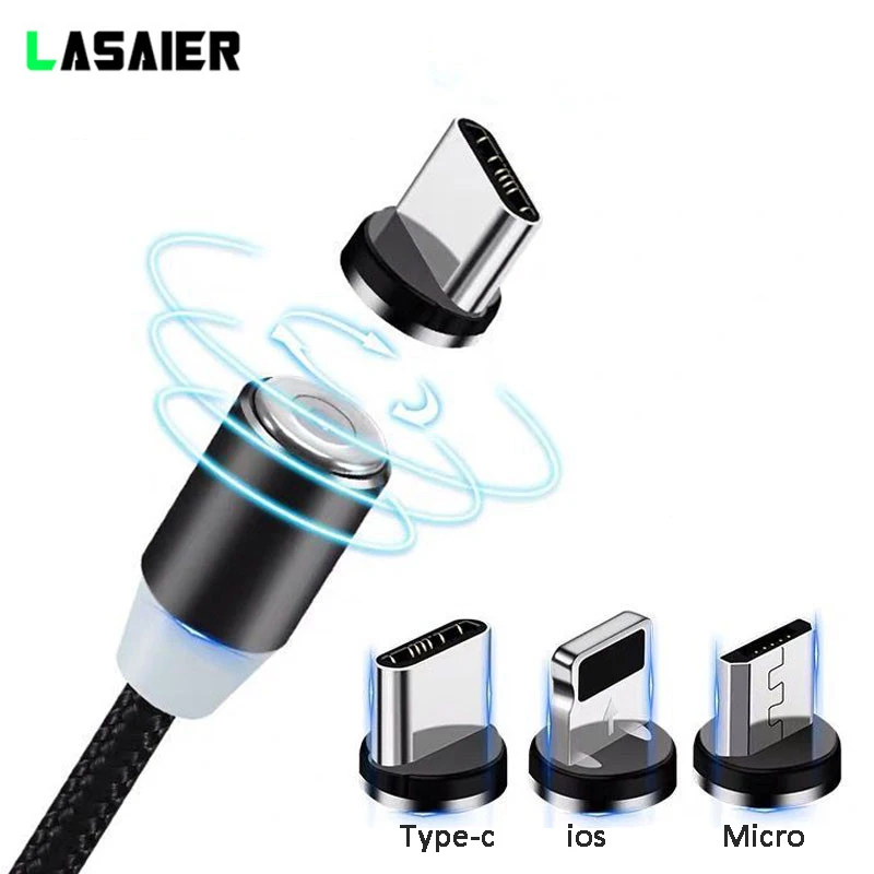 

Lasaier LED Magnetic Cable & Micro USB Cable & USB Type C Cable Nylon Braided Type-C Magnet Charger Cable for iPhone Xs Max