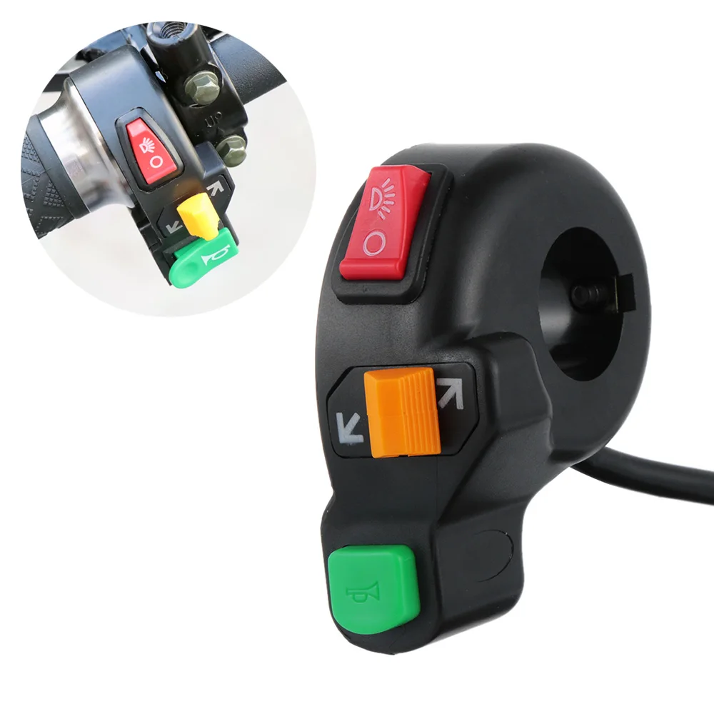 12V 3in1 Motorcycle ATV Bike Scooter 7/8" Switch Horn Turn Signals On/Off Light Switchin Car