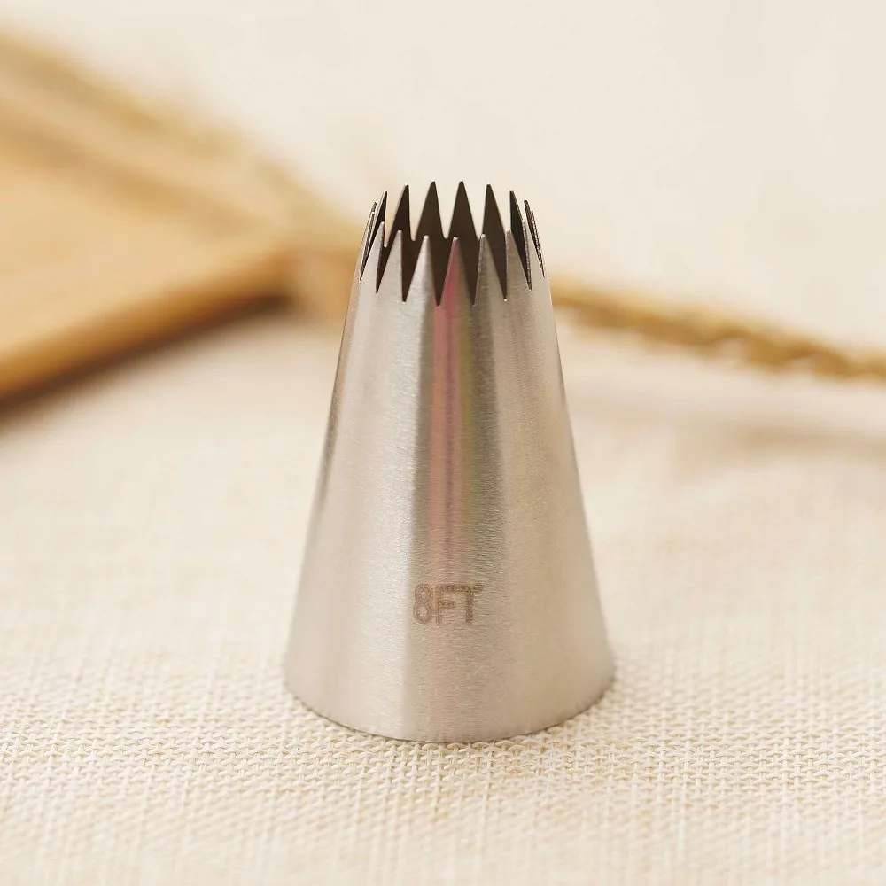 

#8FT Large Size Open Star Cake Decorating Pastry Piping Nozzle Icing Tips Bakeware Kitchen Cookies Tools Stainless Steel