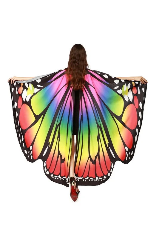 Женская накидка с крыльями бабочки павлин ткань женская бабочка крыло шаль шарфы женские Нимфа пончо костюм аксессуар