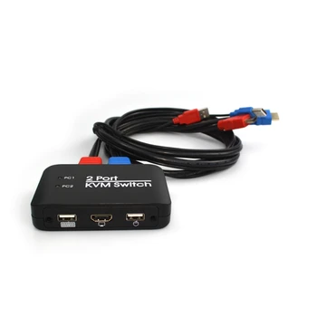 

NEW 2 Port KVM Switch USB HDMI 2.0 4K Switcher Support LED For Windows For Apple For Android