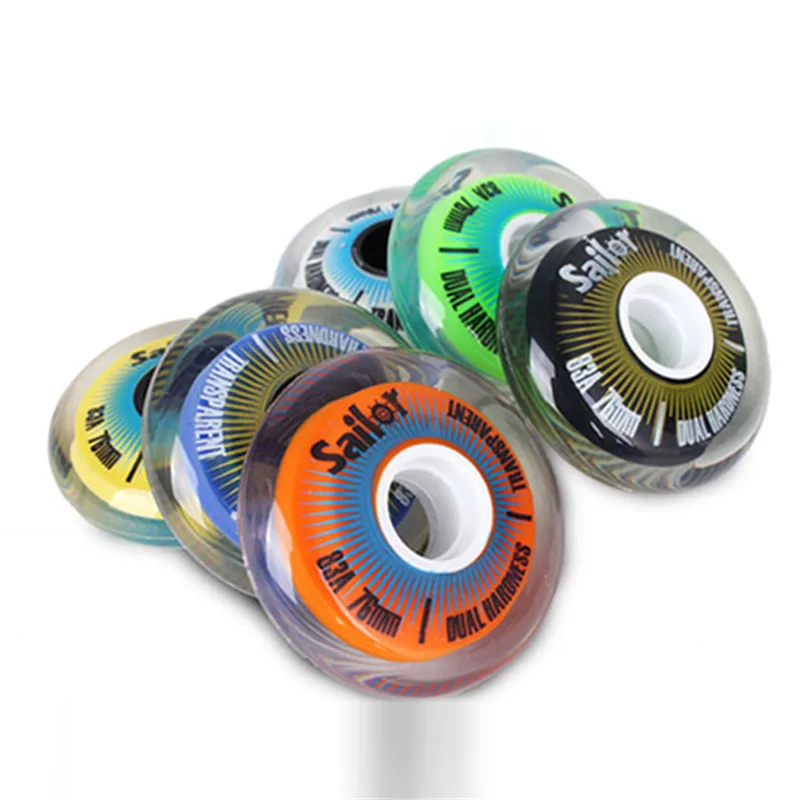 Skate Sailor 83A 72 76 80mm Dual Hardness Inline Skate Wheels Slalom