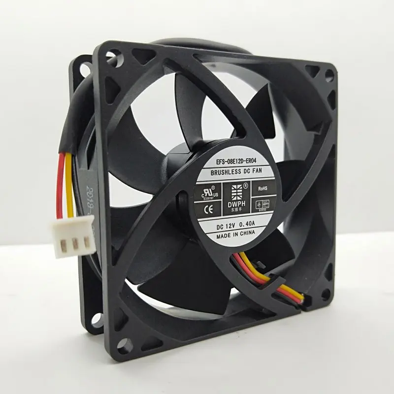 

Emacro For DWPH EFS-08E12D-ER04 DC 12V 0.4A 80x80x25mm 3-wire Server Cooler Fan