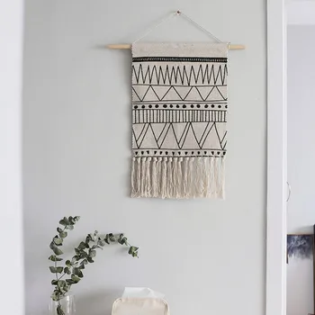

Nordic hand made hook tapestry ,multi-function blanket for table runner, bedside blanket ,35*41 cm decoration wall hanging,