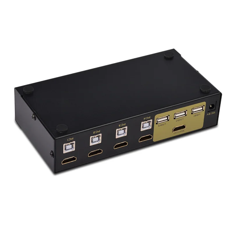  HDMI Switch 4 Port USB KVM Switch 4 computers share a set of keyboard mouse monitor Support Hotkey 