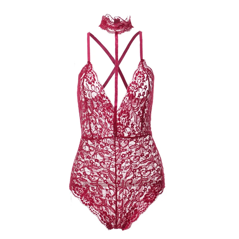 TERMEZY 2018 Floral Lace Bodysuit Women Backless Deep V Neck Sexy Jumpsuit Fashion Transparent Sleeveless Romper Party Playsuit
