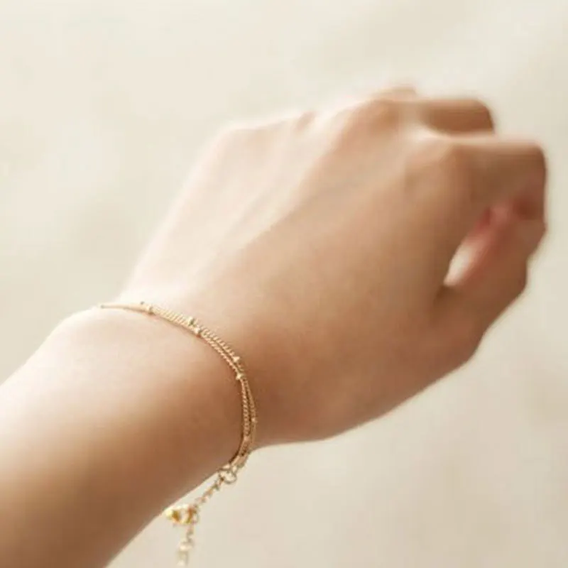 

Summer Dainty Bracelet Double-Layer Satellite Chain Simple Hand Chain Hand Accessories For Women Wedding Gift pulseras ve SH071