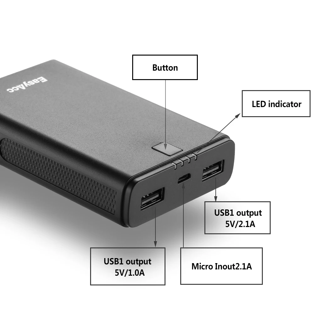 Easyacc внешний аккумулятор 11000 мАч двойной USB портативный внешний аккумулятор зарядное устройство для мобильных телефонов iPhone Xiaomi huawei