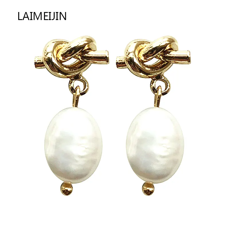 

Gold Color Love Knot Pearl Earrings For Women New Retro Minimalist Elegant Earrings Fashion Party Wedding Jewelry Brincos Gifts