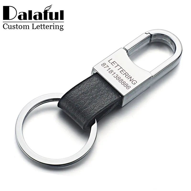 Dalaful Custom Lettering Keyring Keychain Genuine Leather Men's Simple Key chains Holder Keyfob For Car Accessories Gift K212 Dalaful Custom Lettering Keyring Keychain Genuine Leather Men's Simple Key chains Holder Keyfob For Car Accessories Gift K212