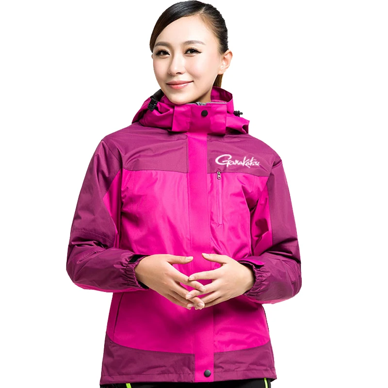 

2019 Female Two Piece Jacket Gamakatsu Fishing Clothing With Fleece Catching Fishing Suit Outdoors Cold Proof Woman Jacket