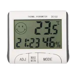Цифровой ЖК-термометр гигрометр Измеритель температуры влажности Часы/магнитный (белый)