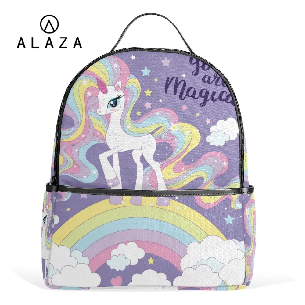 

ALAZA NEW Mermaid Unicorn Printing Large Capacity Student Backpack Travel Backpack for Women School Laptop Bag Customizable