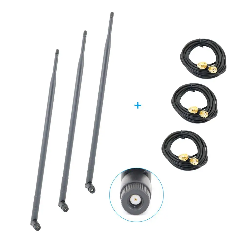Aperit 3 x 9dBi 2 4 ГГц 5 двухдиапазонный Wi-Fi RP-SMA антенна + удлинителями Amped Wireles R300 SR300 R10000G