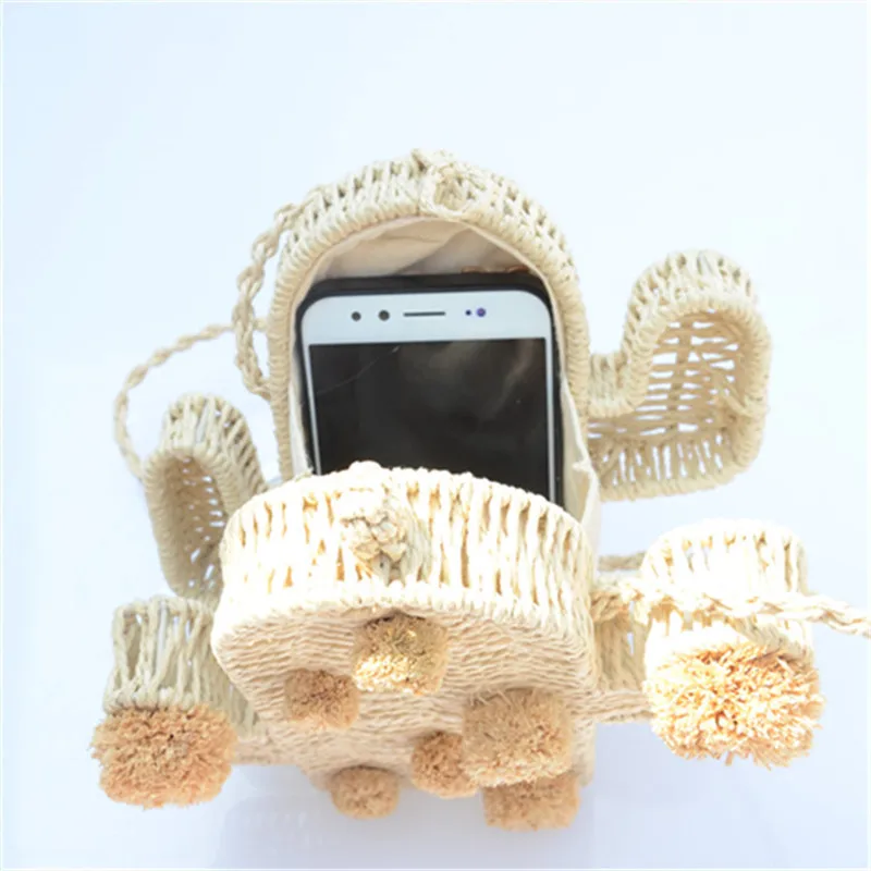 

Cactus handbags rattan summer beach bag ladies messenger bag weave 2018 new high quality