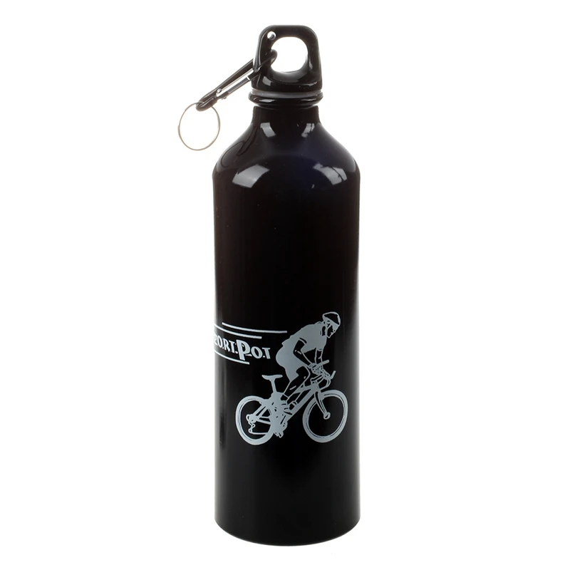 Спортивная алюминиевая бутылка для воды для кемпинга езды на велосипеде черная