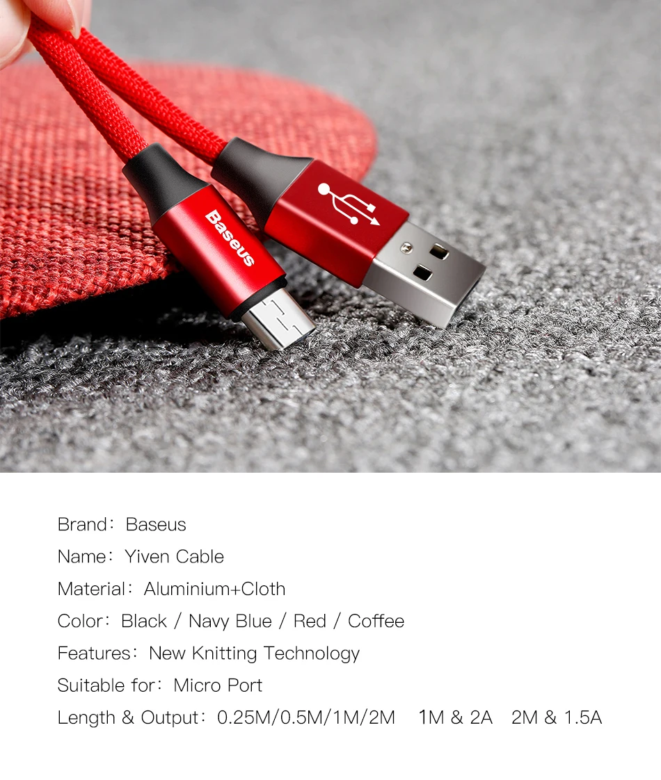 Кабель Micro USB Baseus для быстрой зарядки, кабель для зарядного устройства Microusb для samsung, Xiaomi, кабель для передачи данных, кабели для мобильных телефонов на базе Android, 1 м, 2 м