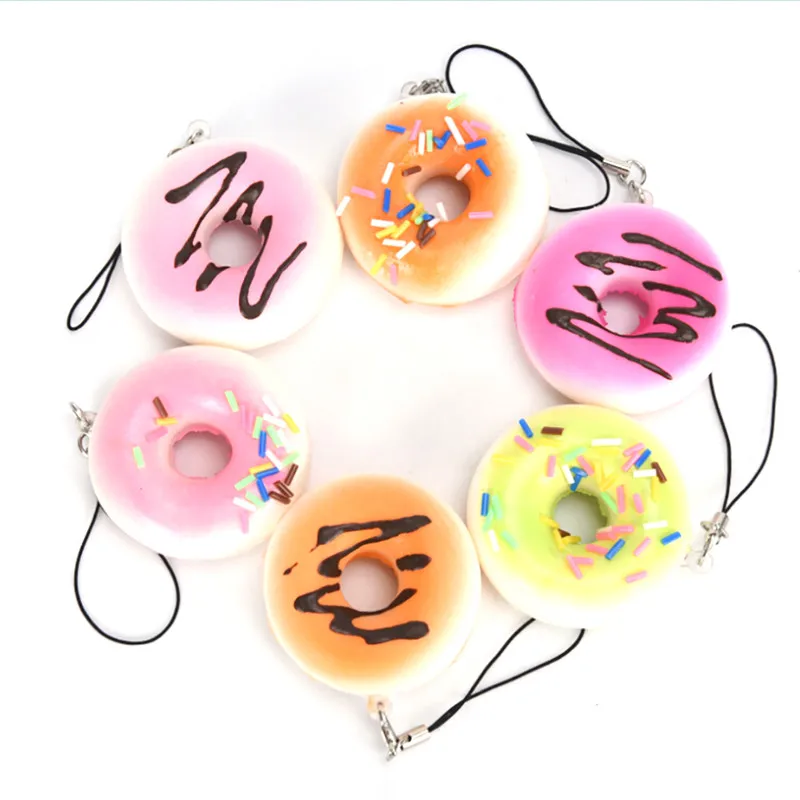 

2018 New Artificial Fake Squishy Cute Soft Bread/Donut Phone Keychain for Phone Decor Kawaii Cute Strap Kid Present