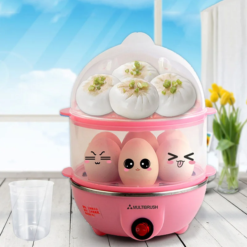 

Stainless Steel Egg Boiler Multifunctional Electric Boilers Double Layer Anti-Dry Protection Small Home Appliances For Kitchen