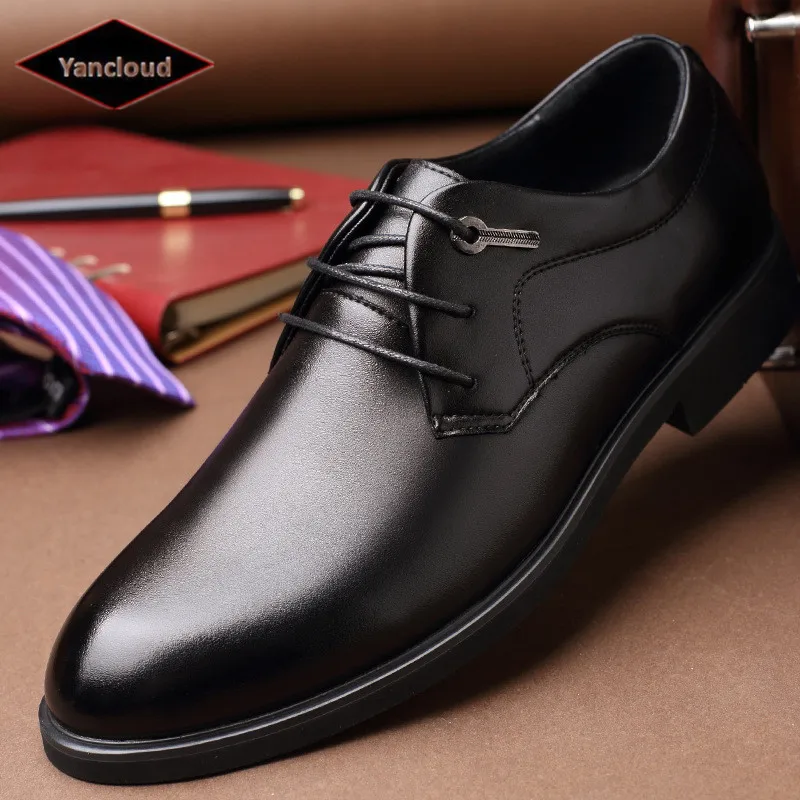 2019 Fashion Men's Dress Shoes British style Black Pointed Toe Oxford shoe for Man Wedding shoes