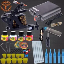 Professional Tattoo Kits Top Artist Complete Set 1 Tattoo Machine Gun Lining And Shading Tattoo Inks Power Needles Tattoo Supply