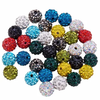 

100pcs 10mm Disco Ball Clay Beads, Polymer Clay Rhinestone Beads Round Charms Jewelry Making