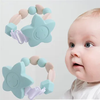 

Quality Silicone Baby Teething Beads Soother Chain with Clips for Boys or Girls Flower Chewable Toddler Infant Teething Toys