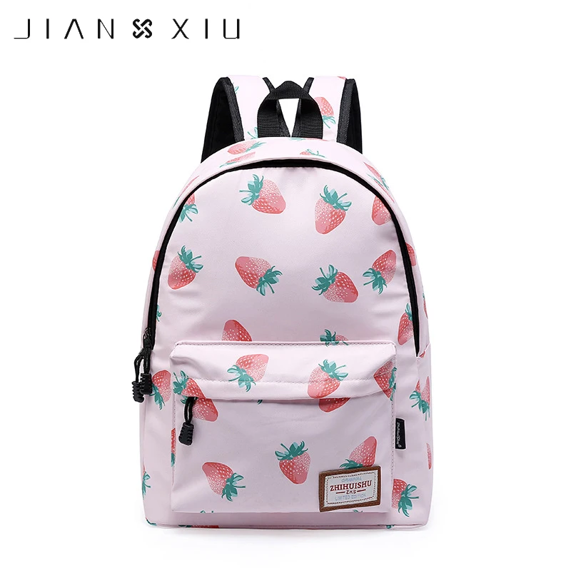 

JIANXIU Nylon Schoolbag High School Girl Bookbag Cute Cartoon Bag Waterproof Backpacks