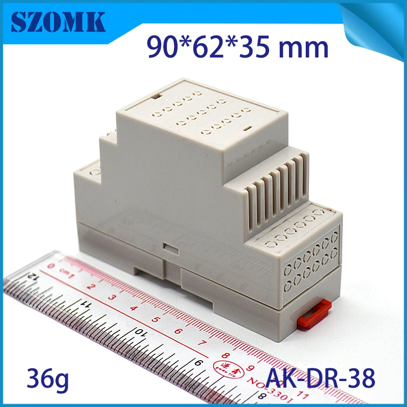 Один маленький белый цвет din rial чехол 90x62x35 мм пластиковый чехол din электронные корпуса для светодиодных корпусов Чехол Коробка din рейка