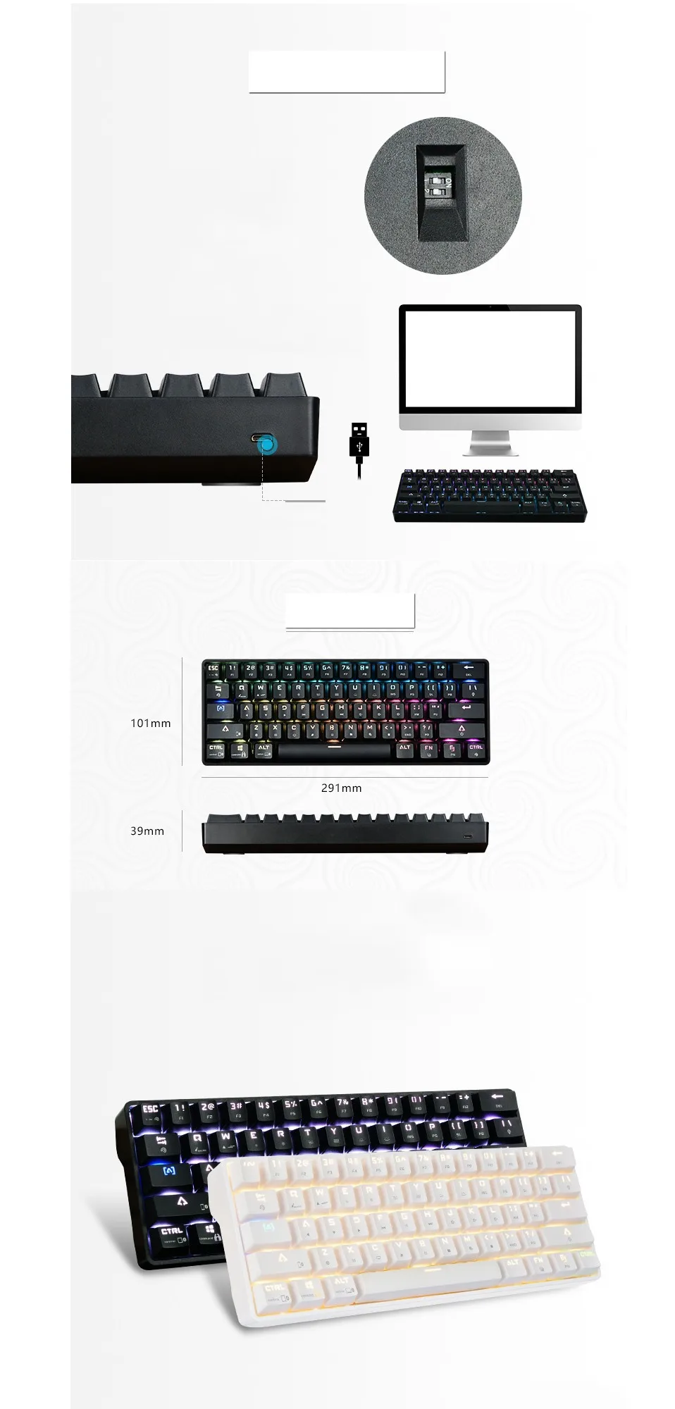 Геймер механический usb тастатур teclado игровая клавиша клавиатура ПК с подсветкой механическая клавиатура computador teclado mecanico