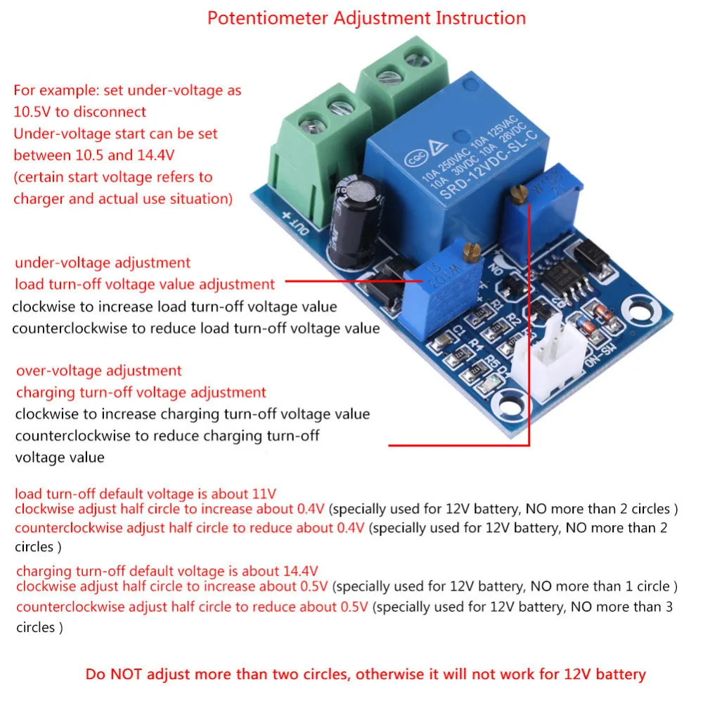 1 шт. 12 В Плата защиты от низкого напряжения батарея отключение автоматического включения восстановления модуль защиты