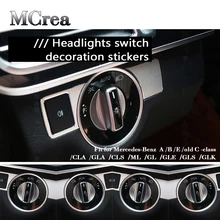Mcrea аксессуар для автомобилей Mercedes W176 B W246 C W204 E W212 E200L E260L E300 gla GLK X204 GL ML AMG наклейки фары кнопки рамка