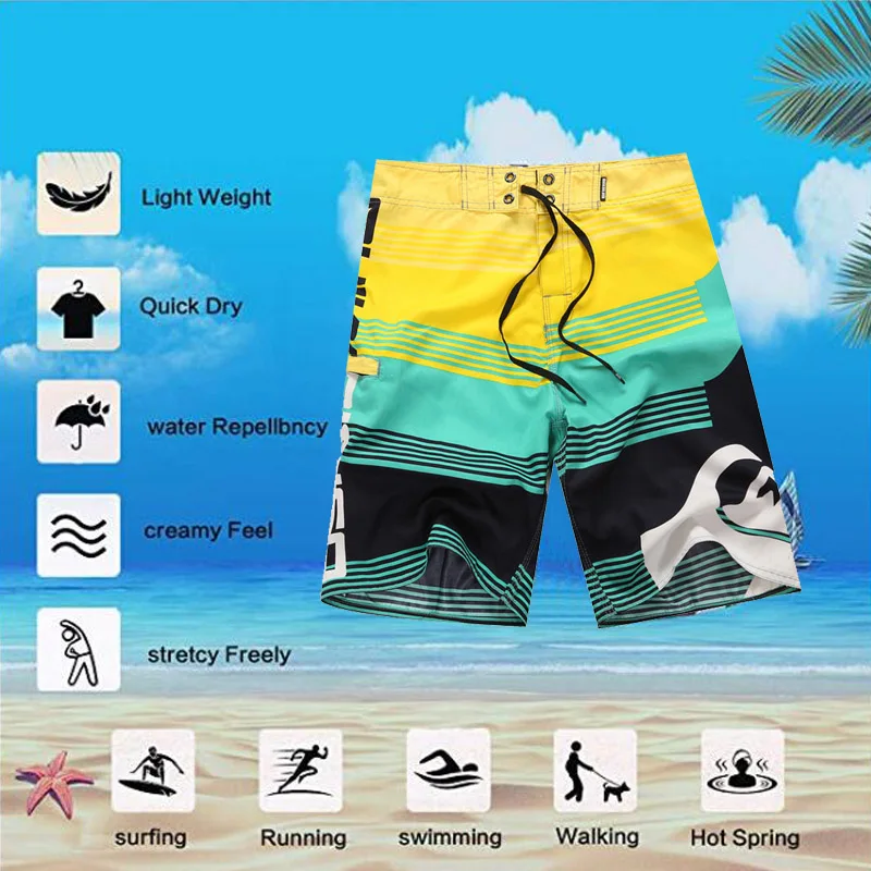 Mens Board Shorts Swimwear Hawaiian Swim Trunks Quick Dry Sportwear Summer Holiday Surf Beach Bathing Suits Shorts