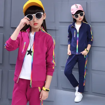 

Spring 2018 Sport Girls Clothes Sets Casual Kids Active Trench Two Sets Children Clothing Children Girls Tracksuits Kids Clothes