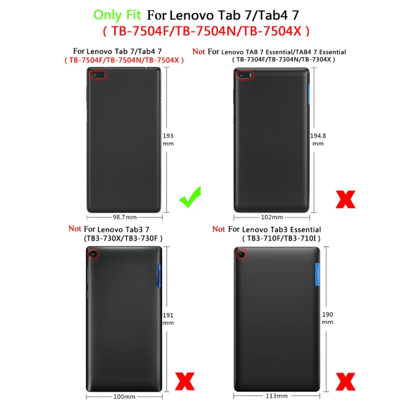 Ультратонкий чехол для планшета Lenovo Tab 4 7 / ТБ 7504F искусственная кожа дюймов