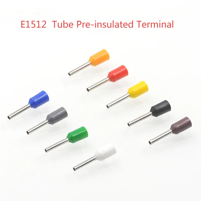 100/200pcs Tube insutated cord end terminals Electrical crimp terminal wire connector E1512 cable ferrules VE 16AWG 1.5mm2|Terminals| - AliExpress