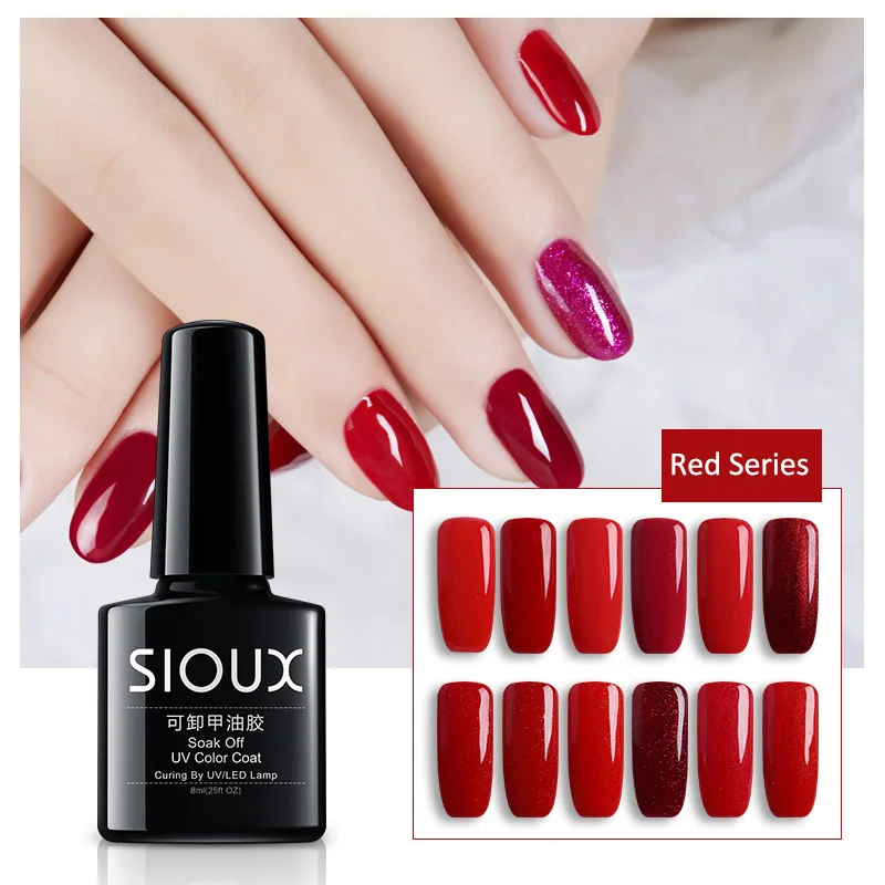 

SIOUX Professional Gradient Red Series Colors Esmaltes Semi Permanentes UV Nail Gel Polish Soak Off Nail Gel Lacquer