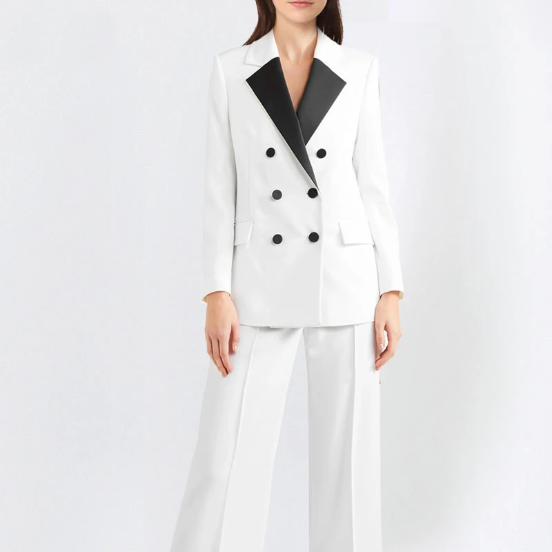 Women spring Two Piece Set Office Suit Autumn Double Breasted Long Jacket+Long Pant Suits Businness Work Wear | Женская одежда